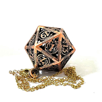 Mini ensemble de dés en métal creux Bronze Dragon creux D20 collier boîte à dés cadeau du MDN petit ensemble de dés
