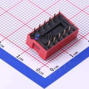 DSWB06LHGET DIP Switch Through hole Component (THT) Switch Flat Toggle, Raised Type Single Pole Single Throw 6 2.54mm - Product Image 2