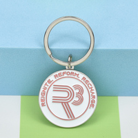 Llavero Personalizado con Logotipo, Chapado en Plata, Forma Redonda de Letra, Texto de Marca, Promocional para Negocios, Llaveros de Metal con Esmalte Suave