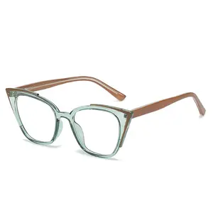 2023新款中国批发光学眼镜架猫眼设计师白色镜片蓝光阻挡眼镜架