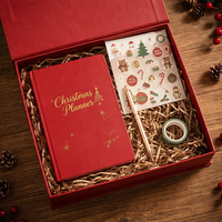 Set Regalo di Natale: Diario Personalizzato con Logo, Copertina Rigida, Elegante Agenda Goffrata 2026, Quaderno con Adesivi Personalizzati, Set Planner con Lamina Dorata