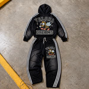 Men 3-Stripes Double Hood Tracksuit Adult XXXL Unisex <strong>Jogger</strong> Jumper Set Embroidered Rhinestone Knit Sweatsuit for Daily Lounge - Product Image 3