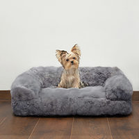 Lit pour chien et chat classique, écologique, solide, carré, en carton, pour l'hiver, quatre saisons, en velours bulle, portable, semi-fermé, pour une sensation de sécurité