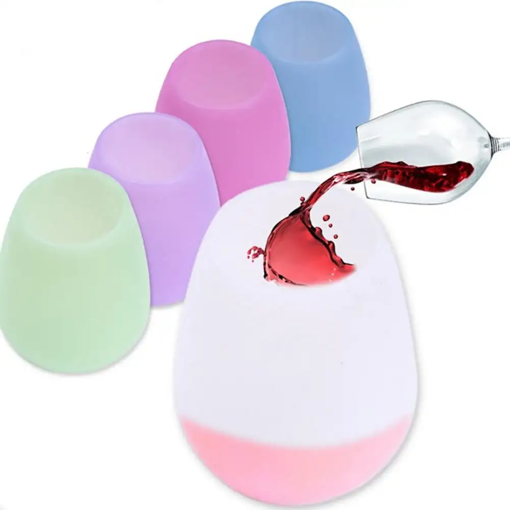 Eco-Friendly Anti-Fall Anti-Skid Water Cup Folding Colorful Beer Container Portable Silicone Red Wine Glass Red Wine Bottle
