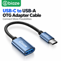 Adaptor USB-C ke USB OTG Biaze, Kabel Konverter Tipe-C Male ke USB Female untuk MacBook Pro/Air iPhone 16 Pro/Max Tablet Laptop