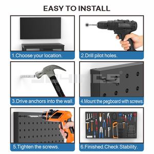Tự làm Tường Pegboard với móc treo <span class=keywords><strong>PEG</strong></span> <span class=keywords><strong>Board</strong></span> Kệ hiển thị Set Carbon thép cho tổ chức Bộ dụng cụ <span class=keywords><strong>PEG</strong></span> <span class=keywords><strong>Board</strong></span> Organizer - Product Image 3