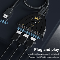 Conmutador compatible con HDTV de 3 puertos 4K*2K, conmutador de vídeo 4K 3D, divisor KVM, concentrador de 3 entradas y 1 salida para Xbox, PS4, DVD, PC, portátil, TV