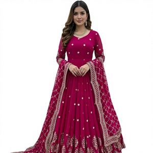 Salwar Kameez de Diseño Moderno para Mujer, para Fiestas, para Todas las Temporadas, con Bordado Completo y Lentejuelas, Talla XL, con Dupatta Cosida - Product Image 1