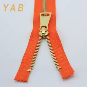 YAB चयनित उत्पादों सजावटी बंद-अंत परिधान सोने धातु पीतल जिपर