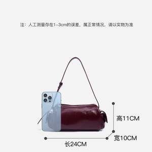 复古油蜡皮革新款女包利基邮递员包高级纹理单肩斜挎包 - Product Image 3