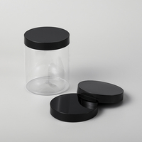 Nouveau design, pot cylindrique transparent en PET de qualité alimentaire avec couvercle à vis, pour sucre, lait, gâteaux, biscuits, aliments en conserve, 240ML/360ML/570ML/580ML