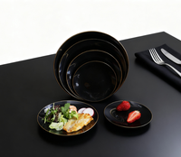 Plastique jetable blanc avec assiettes à dessert/salade à bord doré/argenté pour bols à soupe de fête/mariage