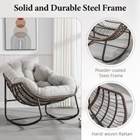 Large Oversized Papasan Indoor Rocking Chair Outdoor Rocker Comfy Wicker Egg Chairs for Outside Porch Patio Backyard Balcony