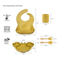 Assiette et cuillères antidérapantes pour bébé, en silicone sans BPA, pour l'alimentation autonome (BLW), avec fourchette
