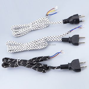 2-poliges EU/US/Thailand-Kabel Netzteil kabel Stromkabel Baumwolle geflochten mit geschlossenem Crimp anschluss für elektrisches Dampf bügeleisen - Product Image 1