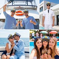 Chapeau de marin SOLPOP pour homme et femme, casquette marine pour fête d'Halloween, déguisement de capitaine de yacht, équipage de bateau nautique