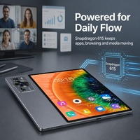 Tablette professionnelle Android 14 de 10,1 pouces, Qualcomm Snapdragon 615, 12 Go + 512 Go, batterie de 6000 mAh, grand écran HD IPS pour le multitâche en bureau