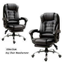Chaise de bureau ergonomique à dossier haut DDP bon marché, appui-tête réglable, mobilier commercial, chaise pivotante en cuir synthétique pour bureau