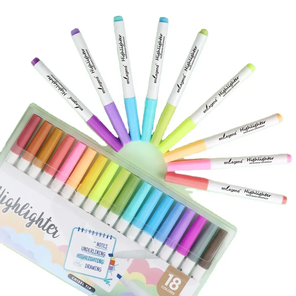 2024 nouveau stylo marqueur surligneur de peinture d'art multicolore de conception avec la pointe molle pour l'école et la papeterie