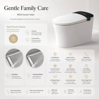 WC intelligent avec télécommande, siège chauffant, cuvette allongée en céramique, double chasse d'eau, siphon en P/S