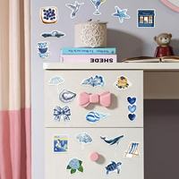50 pegatinas de PVC estilo Ins de dibujos animados azules con grafiti, impermeables, para decoración de guitarra, cuaderno, equipaje, DIY