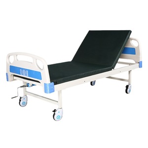 เตียงพยาบาลปรับระดับได้แบบโยกเดี่ยวคู่ สำหรับใช้ในบ้านและโรงพยาบาล เหมาะสำหรับผู้สูงอายุ พร้อมล้อเลื่อนและพนักพิงปรับได้ - Product Image 1
