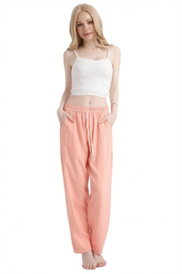 Pantaloni Harem da Donna J745 in Maglia a Vita Media, Vestibilità Ampia, Traspiranti, Tinta Unita, con Coulisse, Casual Estivi - Product Image 1