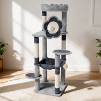 Grande maison pour chat de luxe vert forêt, tour à chat à 6 niveaux, poteaux en sisal naturel, balles interactives, carton en peluche pour chats d'intérieur