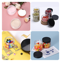 Pots à Crème Cosmétique en Plastique PS PET Transparent de 50ml à 500ml (8 oz), Récipients pour Gommage Corporel avec Couvercles Noirs