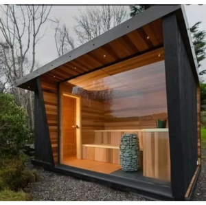 All-in-<span class=keywords><strong>one</strong></span> 6kW binnen- en buiten sauna cabine, moderne natte stoomsauna, massief dennenhout, voor villa-ontspanning, natte stoom, binnen douche - Product Image 2