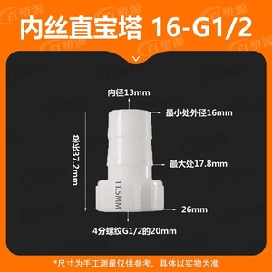 Connecteur de tuyau en plastique Bai Su Yuan 16 mm G12, adaptateur à filetage interne PP pour raccordement de conduite d'eau - Product Image 5