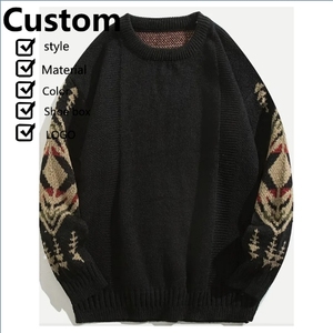 Suéter térmico de lana extra grande al por mayor, suéter de punto grueso de Cachemira suelto de calle personalizado para hombre - Product Image 1