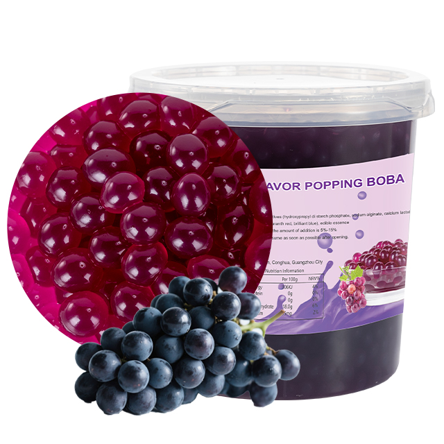 Factory Wholesale 2.8kg Grape Popping Boba Bubble Tea Ingredients and Burst Boba for Beverages Chain Store Business