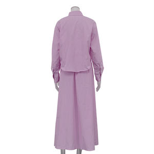 Clothing Manufacturers <strong>Pink</strong> Striped Fashionable Elegant Casual Shirt Top And Long Skirt Sets Women 2 Piece <strong>Outfits</strong> - Product Image 5
