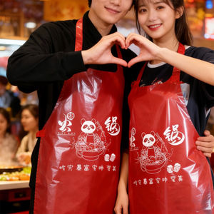 Delantal Desechable de Tela No Tejida al por Mayor, Delantal Rojo Impermeable con Logotipo Publicitario Personalizado para Cocina, Salón, Cocinar, para Niños y Adultos - Product Image 1