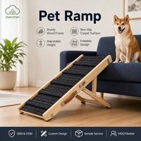 Rampe réglable pour animaux de compagnie pour canapé, cadre en pin pliable, loquets à bascule, pieds en caoutchouc antidérapants, marches recouvertes de tapis, poignée de transport pour chiot Golden Retriever