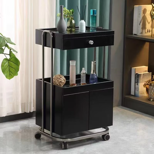 Chariot de travail de luxe pour salon de coiffure en acier inoxydable doré avec armoire de rangement - Product Image 4