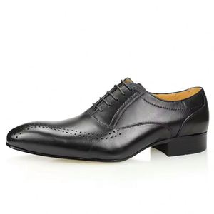 Customizable Men's Black Leather Dress Shoes Oxfords Low-Top Formal Party Style <b>Pointed</b> Toe Spring Summer Breathable Anti-Slip - Product Image 6
