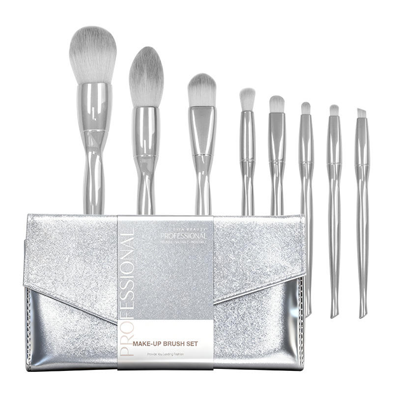 Set de Brochas de Maquillaje Plateadas