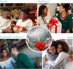 Petit porte-clés en forme de cœur rouge, cadeau d'amitié, collier en forme de cœur, 2 décorations assorties pour la Saint-Valentin, les anniversaires - Product Image 3