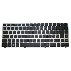 Laptop-Tastatur mit Hintergrund beleuchtung für CLEVO P640 MP-13C26B0J4306 6-80-N13B0-241-1 Belgien BE Silver Frame