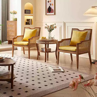 Fauteuil de jardin en PU style nordique et chinois, avec revêtement en rotin de bambou, pour hôtel et maison d'hôtes, en stock