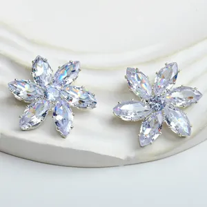 Fleur en <span class=keywords><strong>strass</strong></span> à dos plat œil de cheval rotative de 3 cm de large pour artisanat DIY, boutons de manchette, boucles de vêtements, sacs, décoration de mariage - Product Image 3