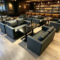 Ensemble table et chaises de bar moderne et minimaliste, banquette rembourrée pour café, mobilier de bar solide