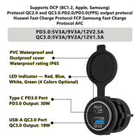 Module de prise de courant USB double pour voiture avec ports USB-C PD 12V et USB-A QC 3.0, charge rapide, 12V-24V DC