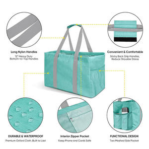 Sac fourre-tout utilitaire pliable et réutilisable pour femmes, grande taille, durable, résistant à l'eau, idéal pour le rangement pratique (vente en gros) - Product Image 2