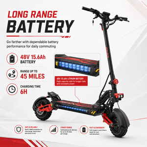สกู๊ตเตอร์ไฟฟ้าแบบไร้แปรงถ่าน 1600W รุ่นใหม่ กำลังแรงสองเท่า ควบคุมผ่านแอพ โครงอะลูมิเนียมอัลลอยด์ กันน้ำ ระบบกันสะเทือนเต็มรูปแบบ แบตเตอรี่ลิเธียม 48V 20Ah - Product Image 4