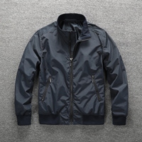 Blouson aviateur de haute qualité en toile noire à col montant, imperméable et coupe-vent, personnalisé pour homme, style varsity