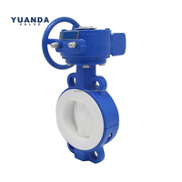 Vanne papillon à disques DN50 DN65 DN80 DN100 PN16 avec joint souple en PTFE, en fonte ductile à vis sans fin pour conduites d'eau, d'huile et de gaz