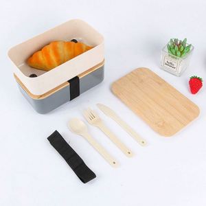 Custom Plastic Bento Boxes for Adults-900ML Eco-Friendly <b>Lunch</b> <b>Box</b> with Spoon & Fork BPA-Free <b>Microwave</b>/Dishwasher Safe - Product Image 2